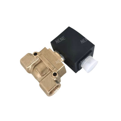 الصمام الكهرومغناطيسي 00126161 burkert 6014 D التفاعل المباشر اتصال الصفيحة السفلية مفتوح عادة 2.0 فتحة التدفق DC24V 8W جسم الصمام النحاسي 0 ~ 10bar
