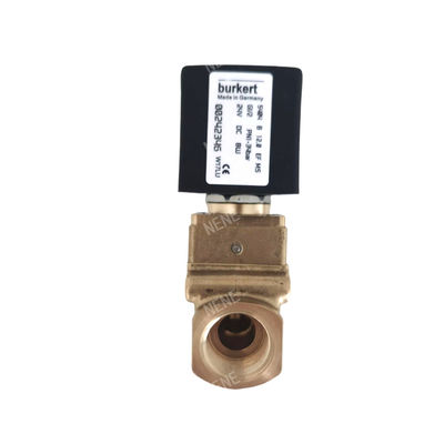 الصمام الكهرومغناطيسي 00126161 burkert 6014 D التفاعل المباشر اتصال الصفيحة السفلية مفتوح عادة 2.0 فتحة التدفق DC24V 8W جسم الصمام النحاسي 0 ~ 10bar