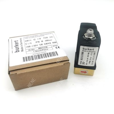 00125301 الصمام الكهربائي Burkert 6013 نوع التصرف المباشر G1 / 4 بوصة 2 / 2 مغلقة عادة 3.0 فتحة التدفق FKM مغلقة الصمام النحاسي جسم 24VDC 8W 0 ~ 6bar