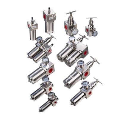 SFSRSL200 مجموعة ثلاثية من الفولاذ المقاوم للصدأ SUS316 منظم مرشح هوائي مشحم G1/4 تنظيم الضغط