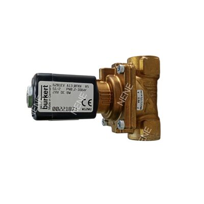 BURKERT Manual Override Solenoid Valve 00221962 Type 6281 G1 1/4 2/2 NC Brass Valve Body NBR Seal 25.0 Orifice DC24V 8W 0.2-16bar