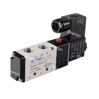 AIRTAC موقف اثنين صمام الكهربائي الخمسة 4V210/110/310/410-10/08/06-DC24V-AC220V