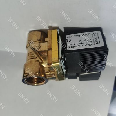 صمام لولبي بدرجة حرارة عالية AC220V نوع BURKERT 6281 00221870 G3/8 2/2 مغلق عادةً جسم نحاسي فتحة 13.0 ختم FKM 8W 0.2-16 بار 0 إلى +120 درجة مئوية