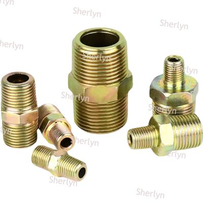 وصلة انتقالية عالية الضغط للأسلاك الهيدروليكية، فم مسطح من الصلب الكربوني، 3 نقاط