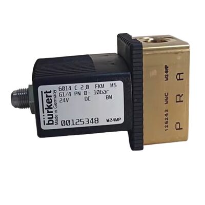 صمام الملف اللولبي الصناعي Burkert 00125301، منفذ G1/4 بوصة، فتحة تدفق 3.0، غلاف نحاسي محكم الإغلاق بـ FKM، طاقة 24 فولت تيار مستمر 8 واط، تطبيق ضغط منخفض 0~6 بار