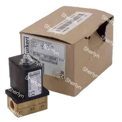 صمام لولبي Burkert 00134240 6013 يعمل مباشرة G1/8 2/2 NC فتحة 2.5 مم مانع تسرب FKM جسم نحاسي 24VDC 8W 0-10 بار