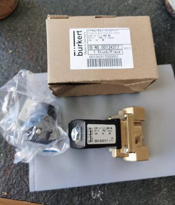 G1 صمام الملف اللولبي بمساعدة المؤازرة النحاسية Burkert 00221883 - 24V DC، فتحة 25 مم، 2/2 مغلق عادةً، مختوم من FKM