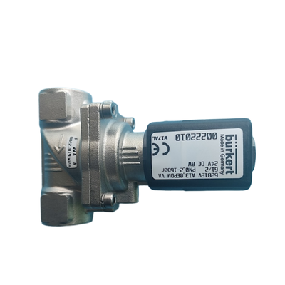 صمام الملف اللولبي الغشائي المؤازر Burkert 6281 ذو اتجاهين NC مزود بتجاوز يدوي، منفذ G1/4 G3/8، مانع تسرب FKM مقاوم للحرارة، هيكل من الفولاذ المقاوم للصدأ، فتحة 10 مم، 00323894 00323968 00323971 00323972