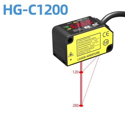 كاشف إزاحة ليزر أحمر مرئي HG-C1200، ثبات درجة الحرارة 0.05% من القيمة الكاملة لكل درجة مئوية، وضع قابل للتحديد للتشغيل النهاري أو النهاري للاختبار الصناعي للموضع