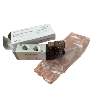 صمام لولبي NORGREN VCB22D517A-AD213L عالي التدفق 3350 لتر/دقيقة G1/2 24VDC 5/2 ذو عودة زنبركية، صمام هوائي ذو بكرة، IP65، جسم من الألومنيوم
