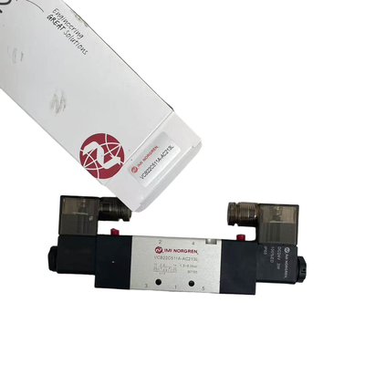 G3/8 صمام القفل المزدوج المزدوج NORGREN VCB22C511A-AC213L 24VDC 5/2 صمام الاتجاه الهوائي لنظام النقل 1800 لتر / دقيقة التدفق