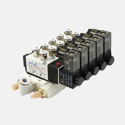 مجموعة مشعب صمام الملف اللولبي Airtac 4V310-08 متعدد المحطات 2 / 3 / 4 / 5 / 6 موضع مجموعة صمامات مدمجة للدائرة الهوائية متعددة القنوات