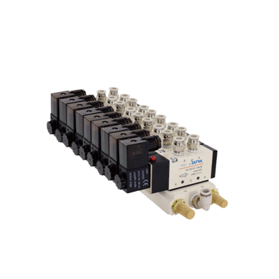 تجميعة صمام الملف اللولبي للتحكم الاتجاهي Airtac 4V210-08 من 7 إلى 10 محطات مجمعة مسار تدفق قصير تسرب هواء منخفض لنظام التحكم الهوائي متعدد القنوات
