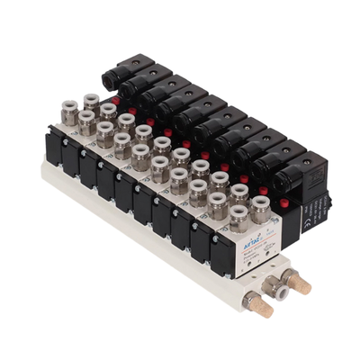 تجميعة صمام الملف اللولبي للتحكم الاتجاهي Airtac 4V210-08 من 7 إلى 10 محطات مجمعة مسار تدفق قصير تسرب هواء منخفض لنظام التحكم الهوائي متعدد القنوات