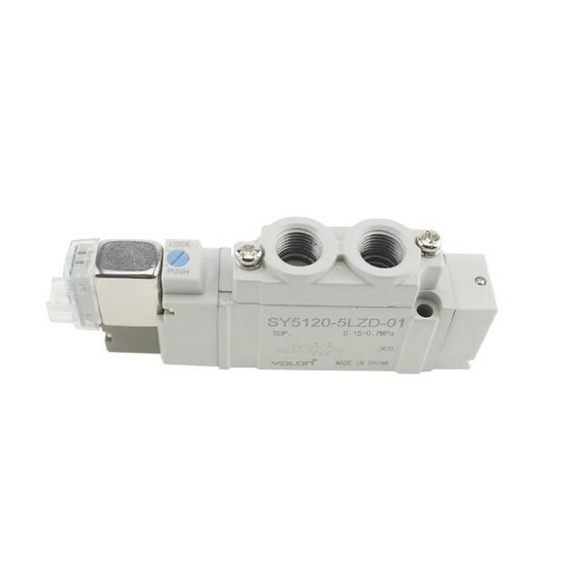 الصمام الكهربائي SMC SY5320-5LZD-C6 DC12V حجم منفذ تثبيت لمسة واحدة ø6 3 مركز موقف مغلق