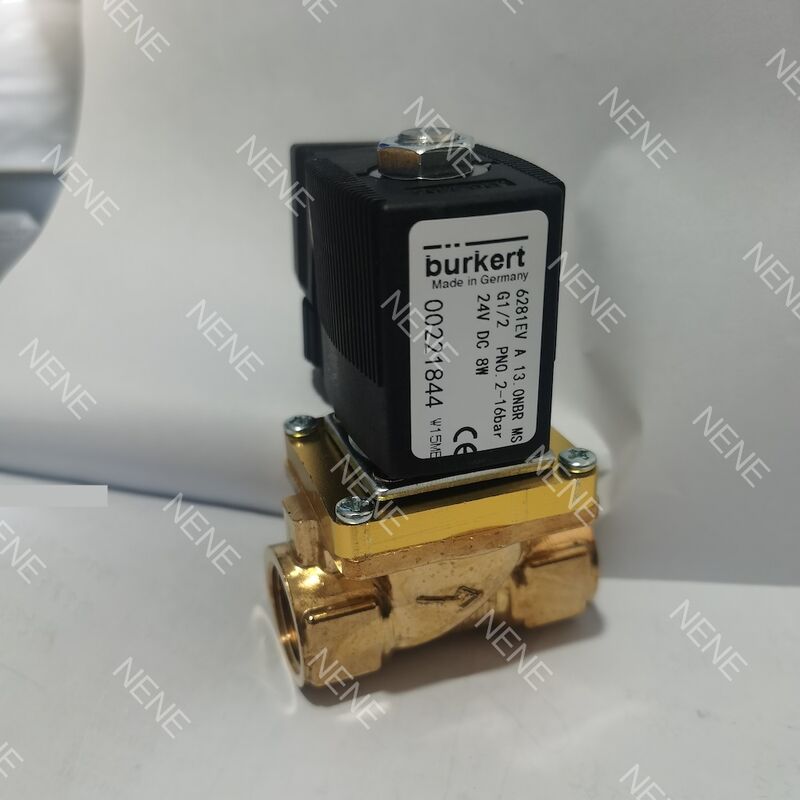 NBR Seal Burkert Solenoid Valve Model 6281 00221864 G1 1/2 2/2 Normally Closed 40.0 Flow Hole Brass Valve Body AC220V