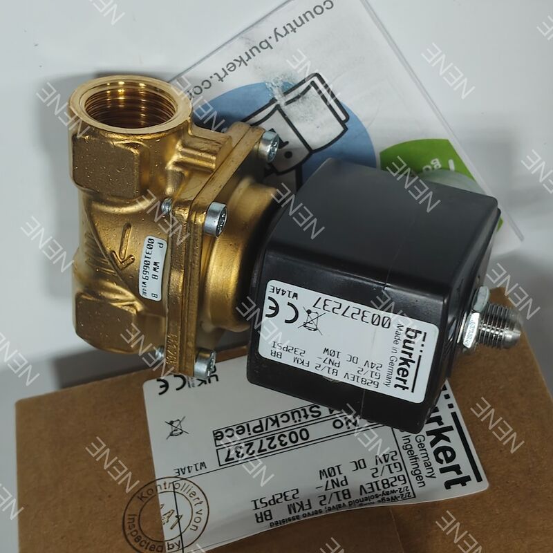صمام لولبي صناعي بمنفذ G3/4 من نوع BURKERT 6281 00221874 2/2 مغلق عادةً جسم نحاسي ختم FKM فتحة تدفق 13.0 DC24V 8W 0.2-16 بار 0 إلى +120 درجة مئوية