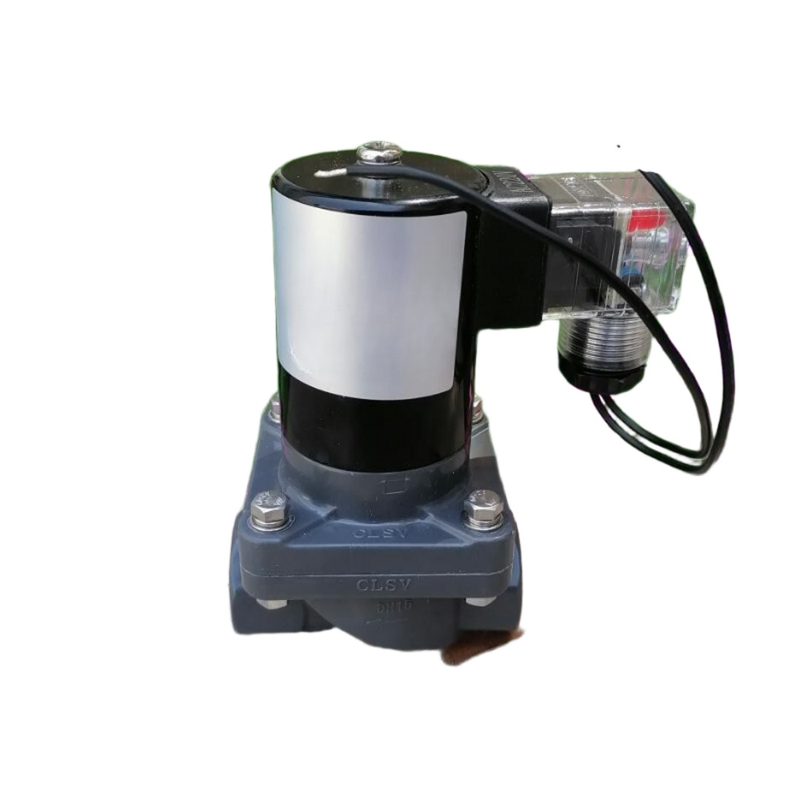 مادة جسم UPVC الصمام الكهربائي المضغوط FF1U50B50 مناسبة لوسائط العمل الكيميائية فتحة التشغيل حجم 50mm