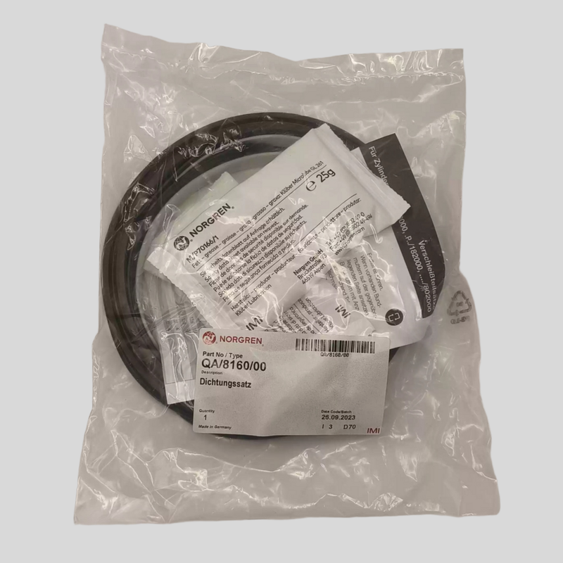 Norgren QA Series 160mm Bore Cylinder Seal Kit with Polyurethane Seals and 10-Year Shelf Life for RA/8000 PRA/8000 Cylinders