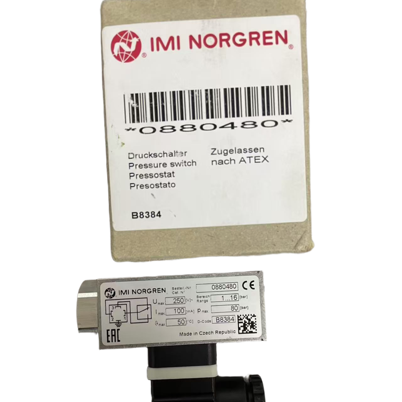 مفتاح ضغط NORGREN مقاوم للانفجار 0880480 بخيط G1/4 من 1 إلى 16 بار مفتاح تحكم بالضغط للمواقع الخطرة