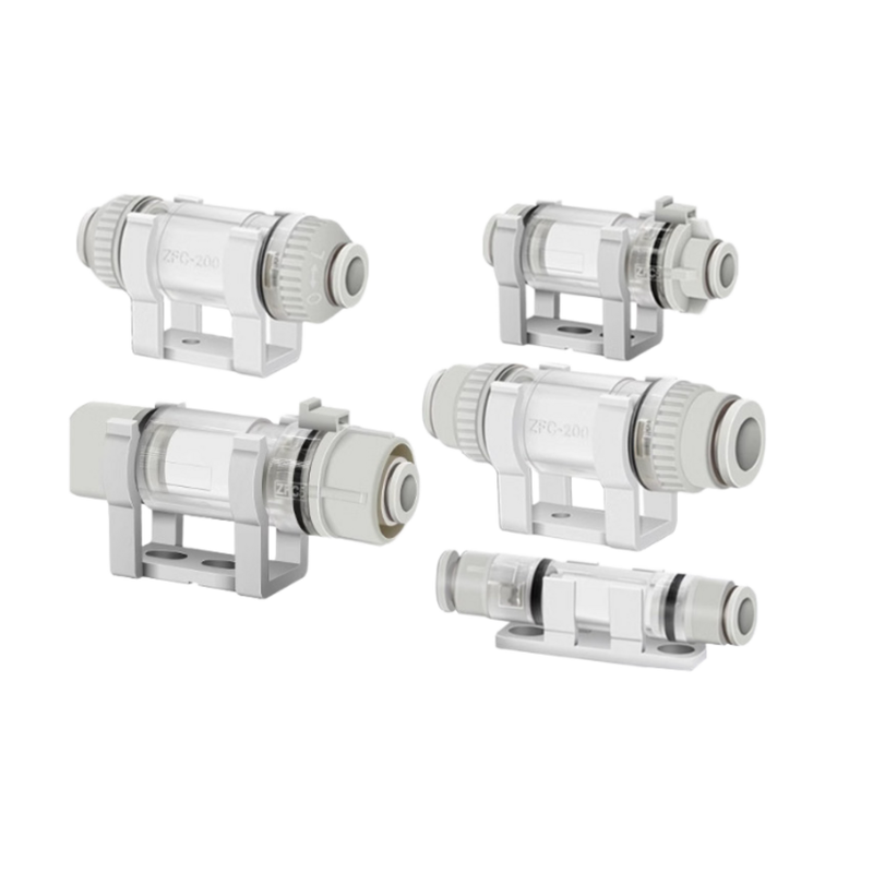 فلتر شفط هوائي SMC ZFC200-08B موصل دفع بلمسة واحدة نطاق تشغيل 100kPa-1.0MPa استبدال عنصر خالٍ من الأدوات لدارة تفريغ روبوتية لالتقاط ووضع